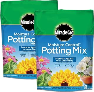 Miracle-Gro Moisture Control Potting Mix, 8 qt. (2-Pack) | Plant Soil For Container Plants, Protects against Over- and Under-Watering