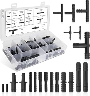Fanxinzttc 113 Pcs Vacuum Connector kit, Including Hose Tee Connectors and Hose Reducer Connectors, 12 Sizes Automotive Vacuum Tubing Connector for Replacing Vacuum Hoses