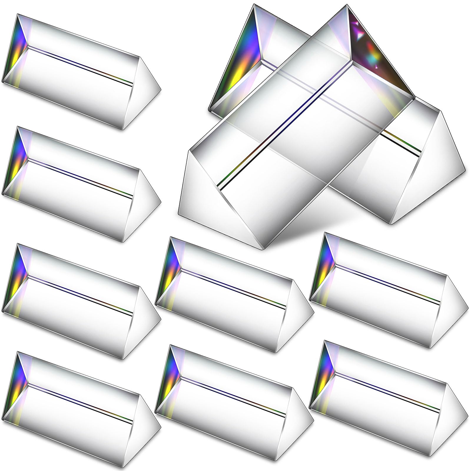 Kanayu 12 Pcs Clear Triangular Prism Optical Glass,2.5 Inch | Crystal Glass Pris