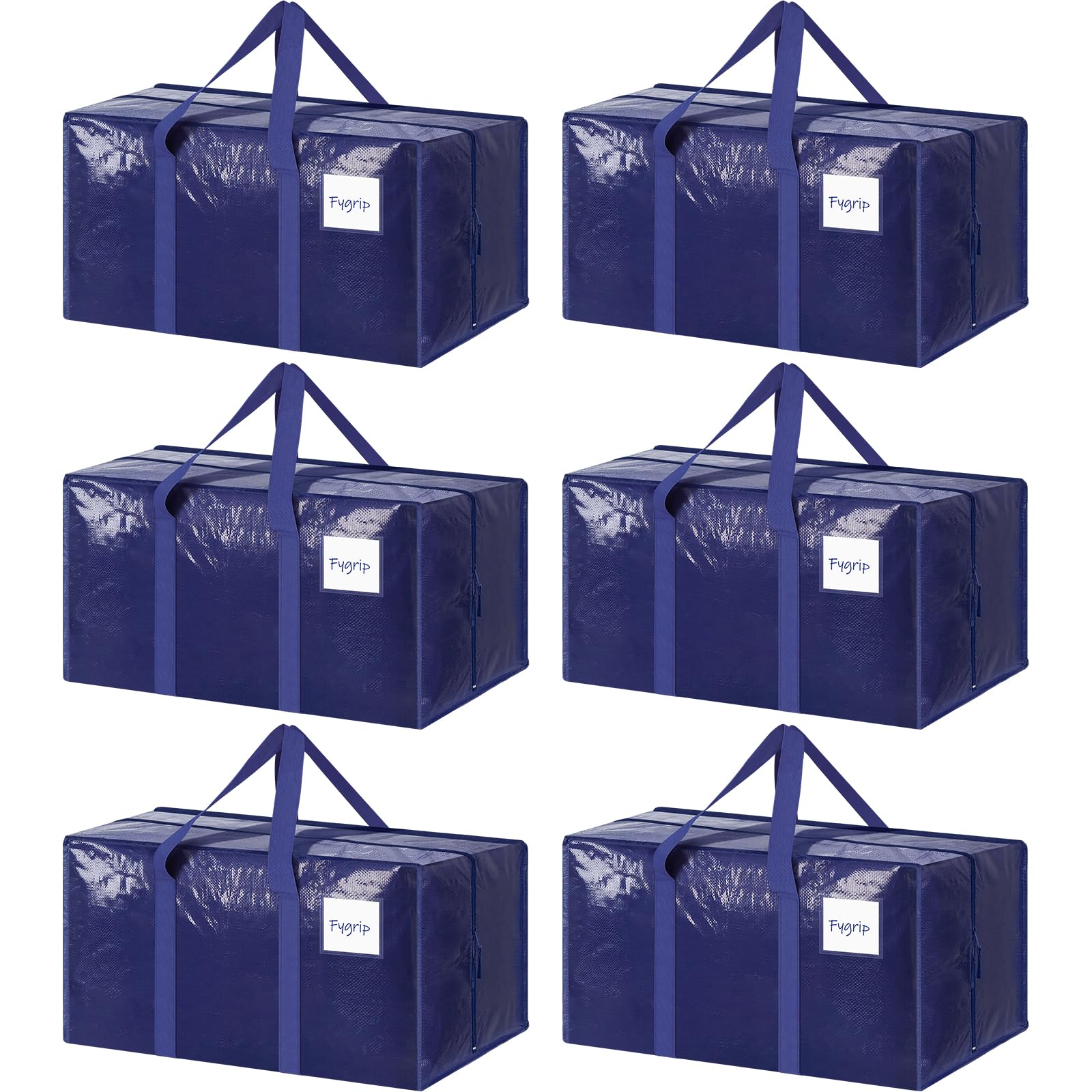 6 Pack Extra Heavy Duty Large Moving Bags with Strong Zipper, Dark Blue | Comfor
