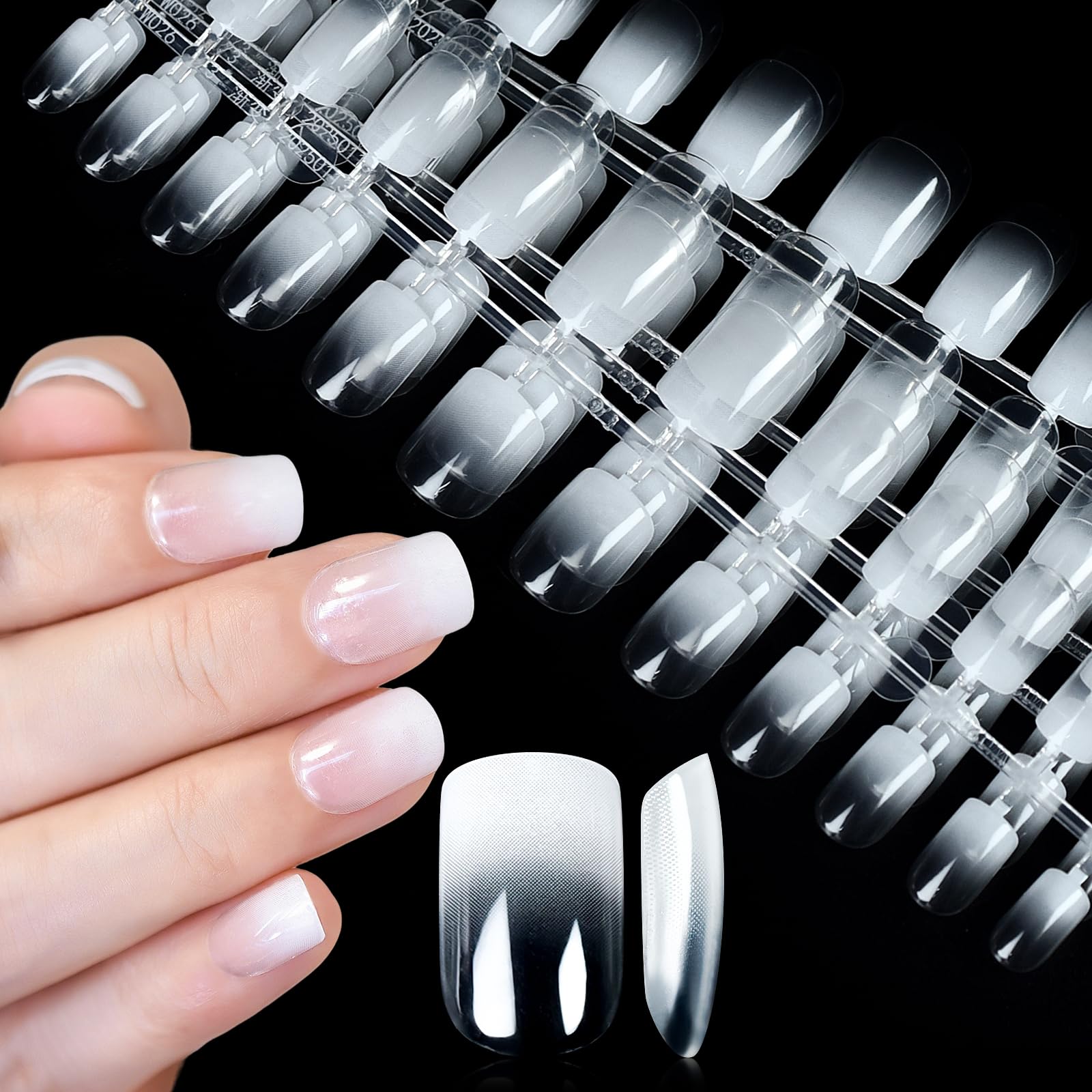 10 Pack Push Nails, Mixed Color Shiny Fuchsia False Nails, Salon Pre Design Clea