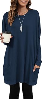 AUSELILY Women's Long Sleeve Round Neck T-Shirt Lightweight Pullover Sweatshirt Shirt Blouses with Pockets Casual