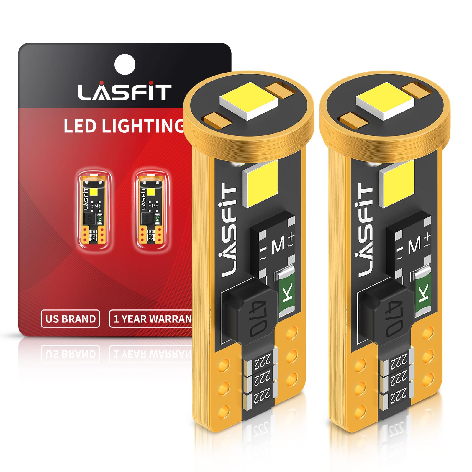 LASFIT 194 LED Bulb T10 168 192 White Bright for License Plate Bulb 2 PCS | 400L