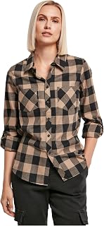 Urban Classics Plaid Shirt Women Turnup Women Flannel Shirt Black/Red Regular