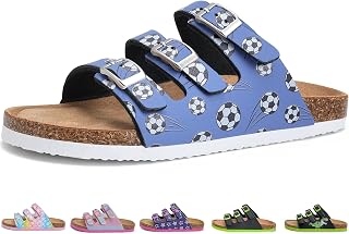 Torotto Children's Mules with Cork Slippers Girls Boys Slippers Straps Adjustable Buckle Non-Slip Slippers for Indoor and Outdoor Use