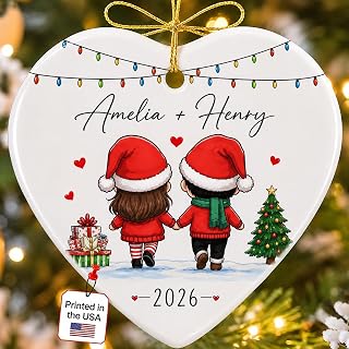 Personalized Couple Holding Hands Christmas Ornament 2026 - Custom Date and Names Mr and Mrs Ornament, First Christmas Together Gift - Marriage Keepsake for Couples