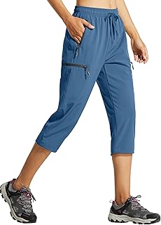 Libin Women's Trekking Capri Shorts Summer Hiking Quick Drying Breathable Outdoor Running Shorts Athletic with Zip Pockets