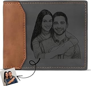 Customized Wallets for Men Engraved Leather Photo, Custom Wallet with Picture, Personalized Gifts for Him, Son, Dad Gifts Trifold Wallet, Fathers Day Gift