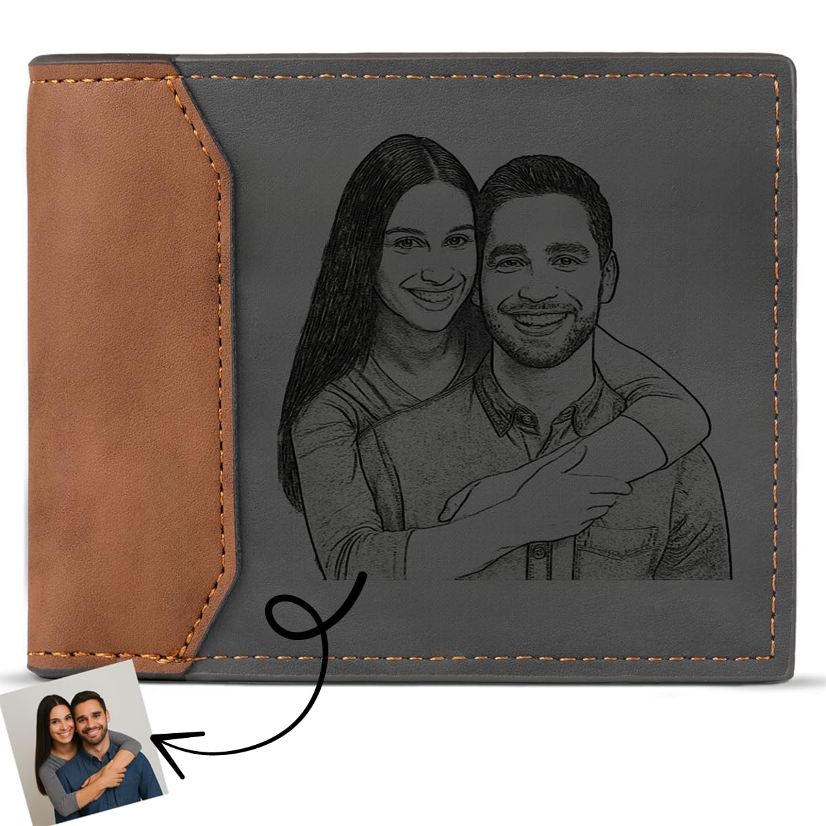 Customized Wallets for Men Engraved Leather Photo, Custom Wallet with Picture, P