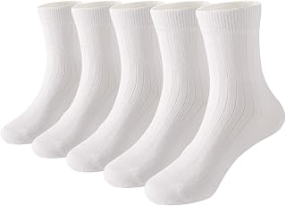 Unisex Kids Boys Girls Soft Cotton Dress Socks Seamless Toe White Ages 3-11