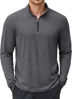 COOFANDY Polo de manga larga para hombre, ligero, casual, con cremallera de un cuarto