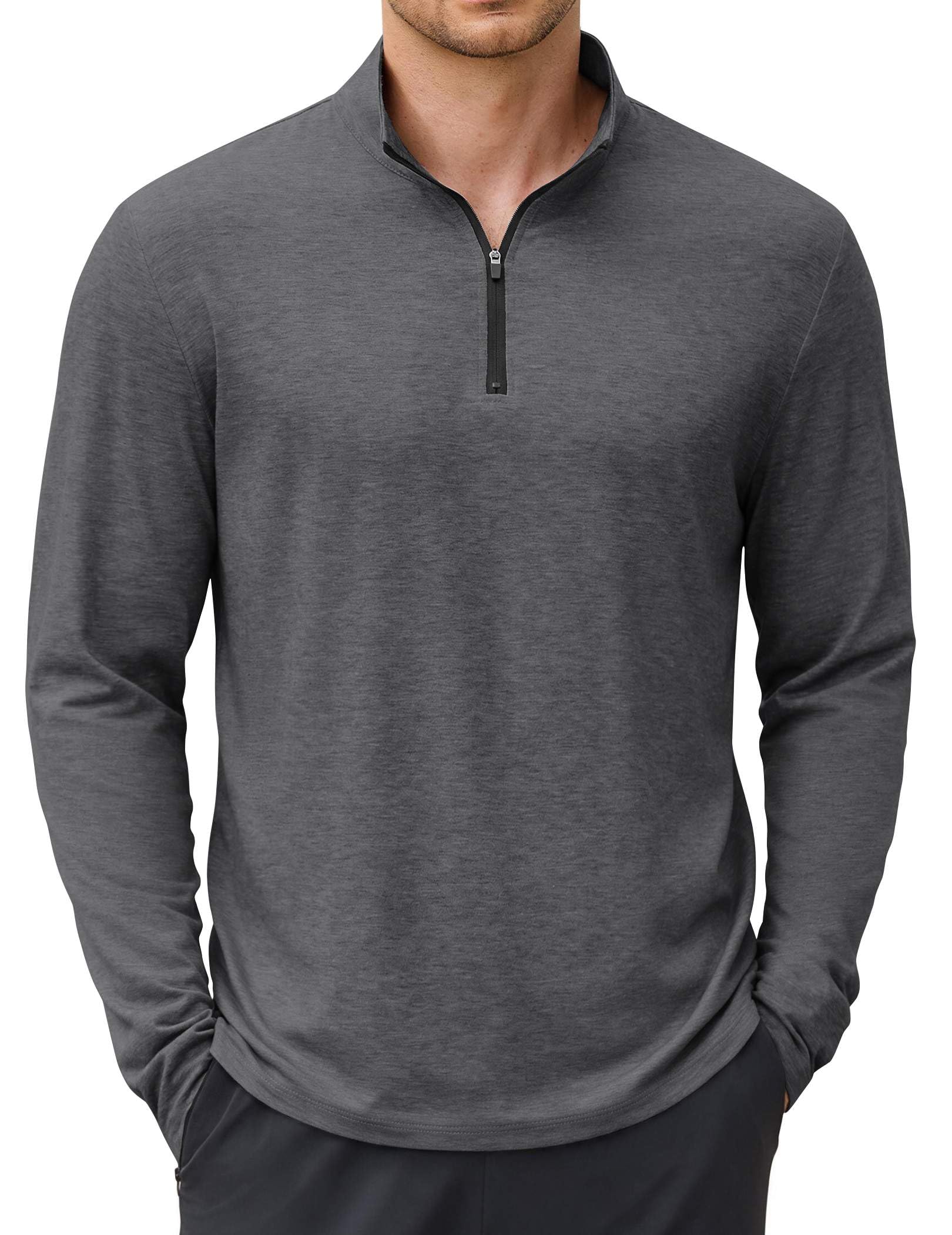 COOFANDY Polo de manga larga para hombre, ligero, casual, con cremallera de un c