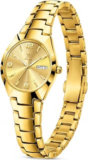OLEVS Reloj para mujer, de lujo, delicado, vintage, cuadrado/redondo, pequeño, impermeable, de acero inoxidable, analógico, para mujer, con fecha de día, vestido de moda, fácil de leer, reloj femenino