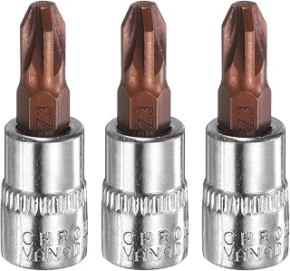 HARFINGTON 3pcs PZ3 Phillips Bit Socket 1/4" Square Drive Cross Head S2 & CR-V Steel Socket Ratchet Wrench Bits, Silver Red
