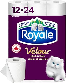 Royale Velour Toilet Paper, 12 Equal 24 Rolls, 142 Bathroom Tissues per roll