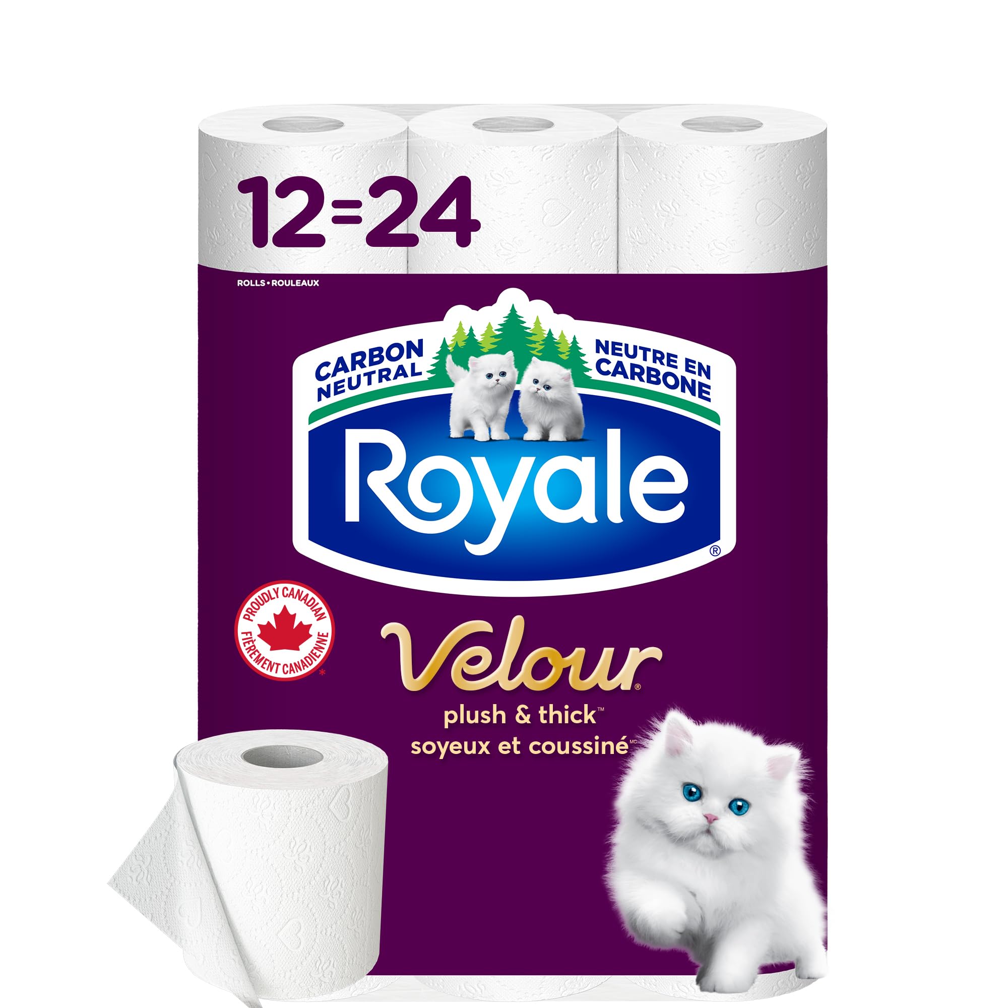 Royale Velour Toilet Paper, 12 Equal 24 Rolls, 142 Bathroom Tissues per roll