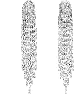 Chandelier Rhinestone Earrings for women,Long Earrings Dangle Dangling Bling Earring Crystal Rhinestone Statement Drop Tassels rhombus Earrings for Prom Fashion Jewelry