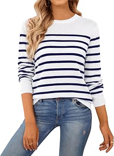 QUALFORT Women's Sweater 100% Cotton Soft Knit Pullover Jumper