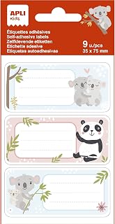 APLI Kids Koala School Labels - 19016 - Ideal for marking books and objects, 3 different designs, 9 labels