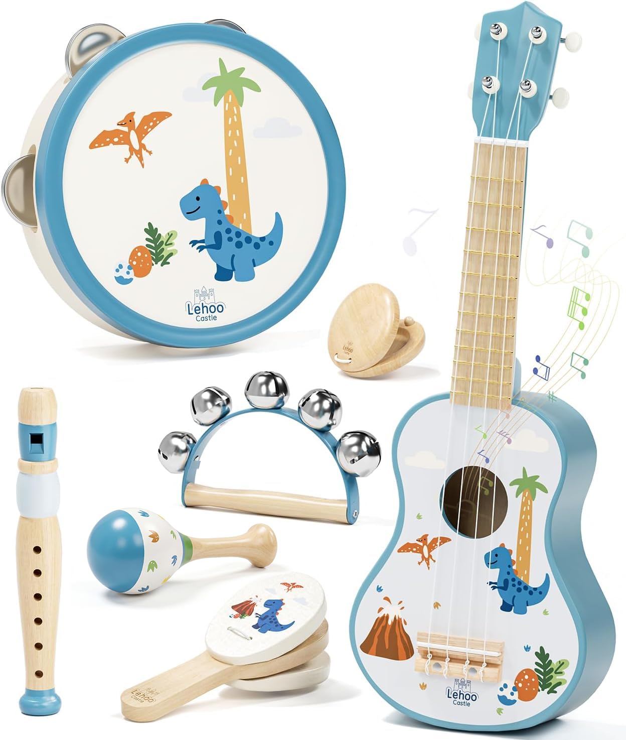 Lehoo Castle Wooden Dinosaur Kids Guitar Set for 2 3 Year Old Boy Girls | Toddle