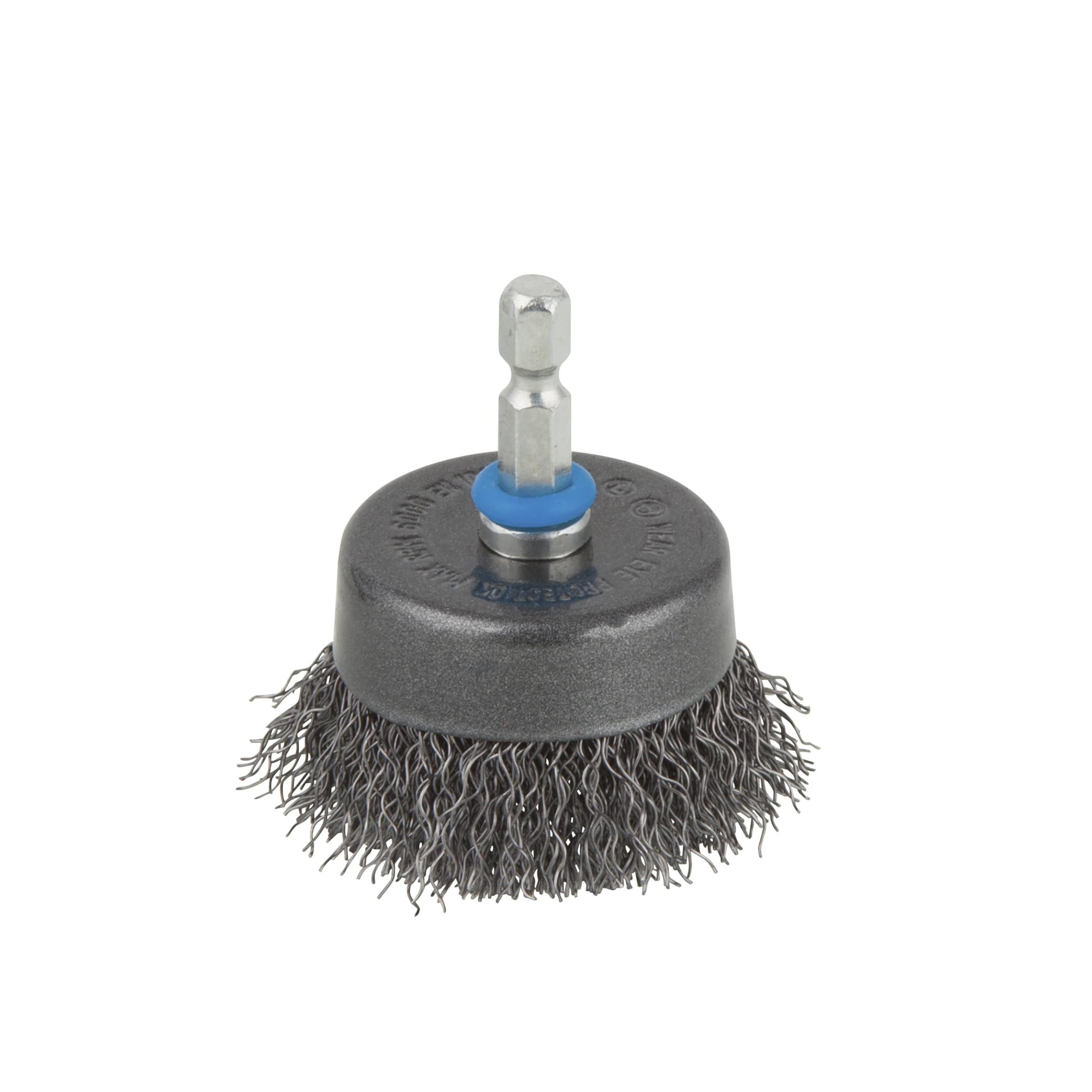 wolfcraft 50 mm Wire Cup Brush for Drill - Hex Shank Derusting Attachment | Corr