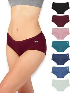 Bea 7 Pack Women's Bamboo Panties Ultra Soft Bamboo Panties Breathable Full Coverage Mid Waist Underwear