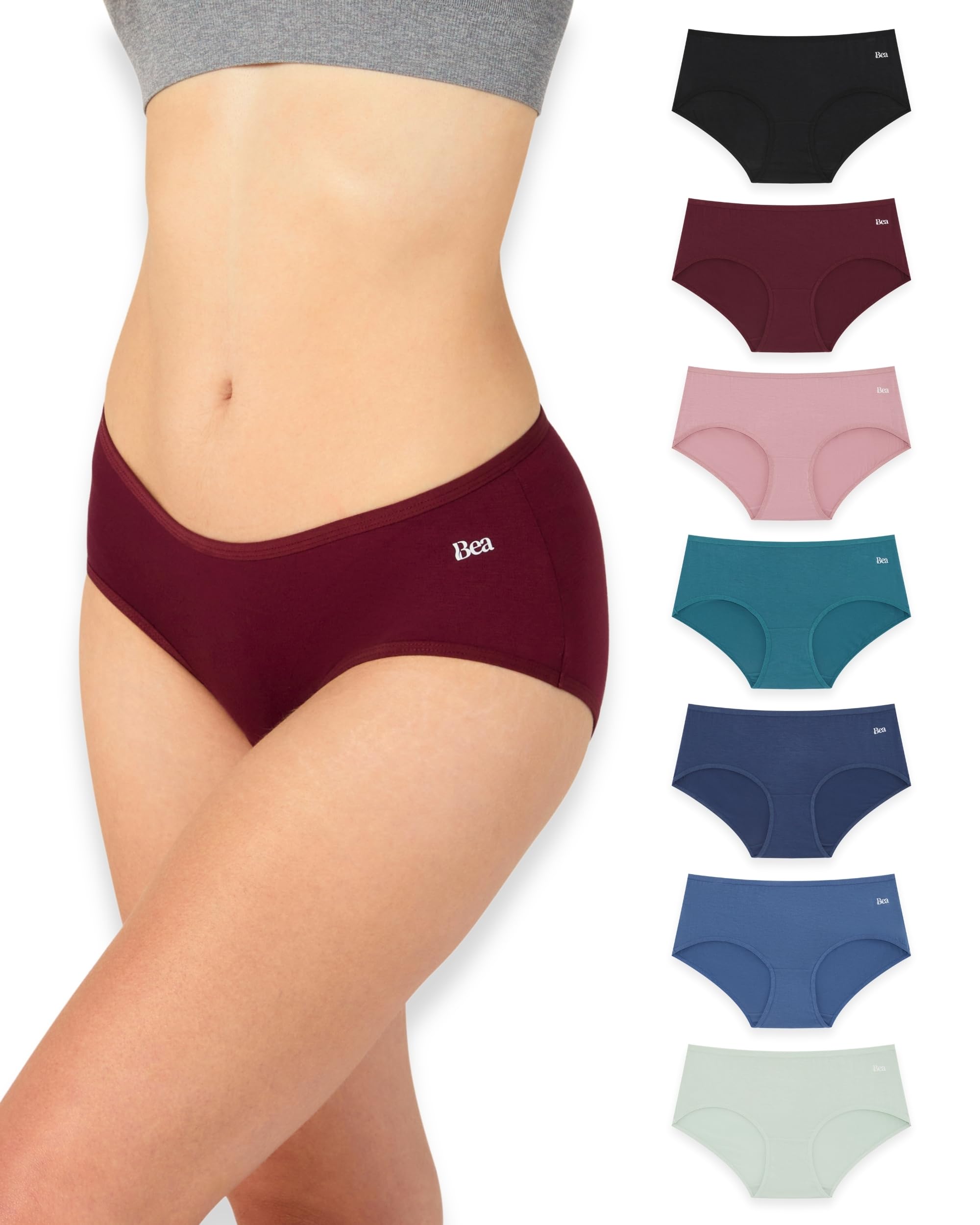 Bea 7 Pack Women's Bamboo Panties Ultra Soft Bamboo Panties Breathable Full Cove
