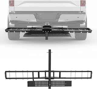 ECOTRIC 500LB Hitch Mount Motorcycle Carrier Transportation Racks Hitch | Mount Rack Dirt Bike Hitch Truck Heavy Duty Steel Powder Coated Black w/Loading Ramp Tilt Stability Locking Device
