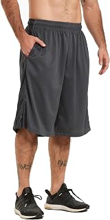 HQUEC Men's 12" Long Basketball Athletic Shorts Below Knee Loose-Fit