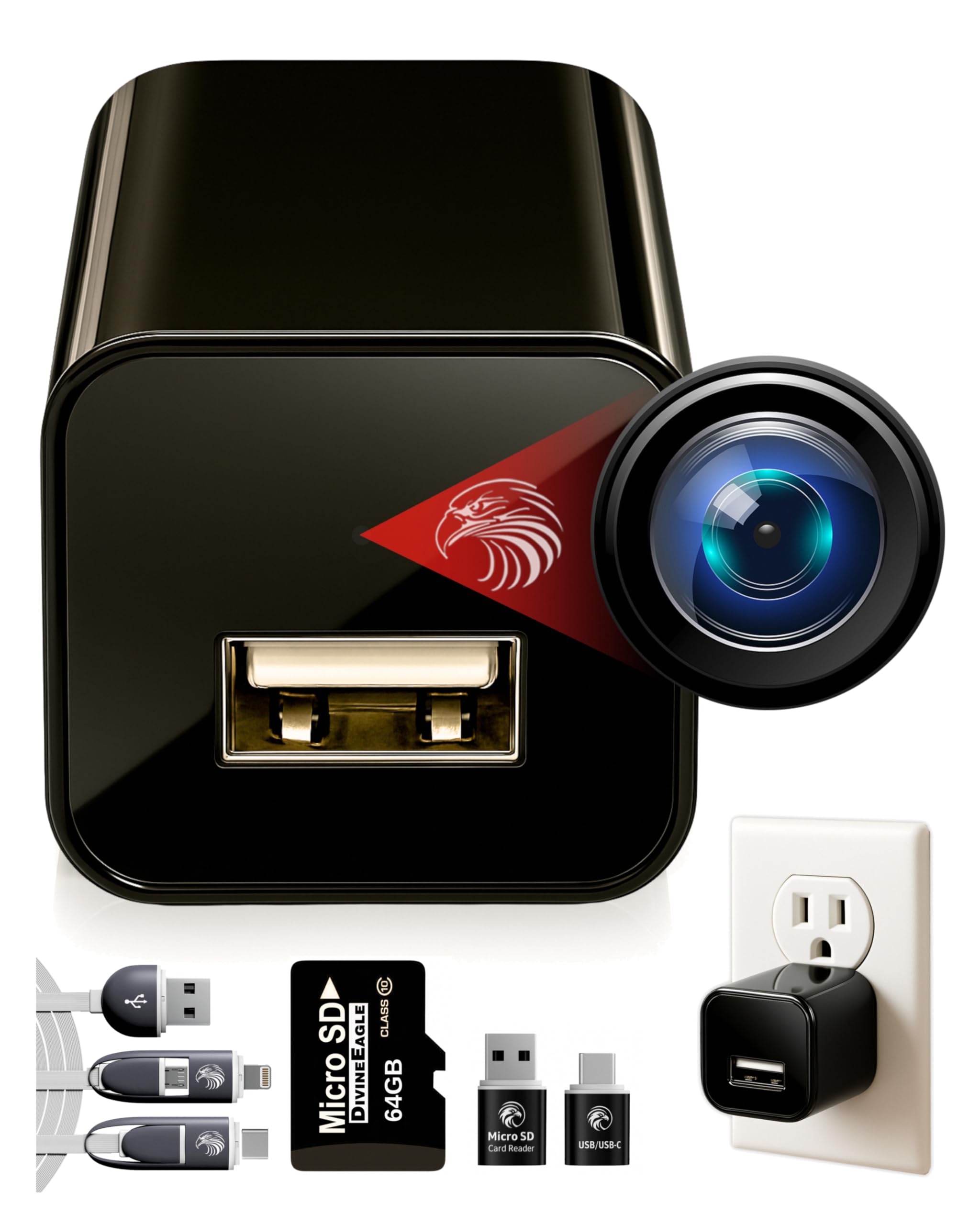 DIVINEEAGLE Plug-in Full HD Dome Camera - Premium Reliable 1080p Pet Cam with Mo