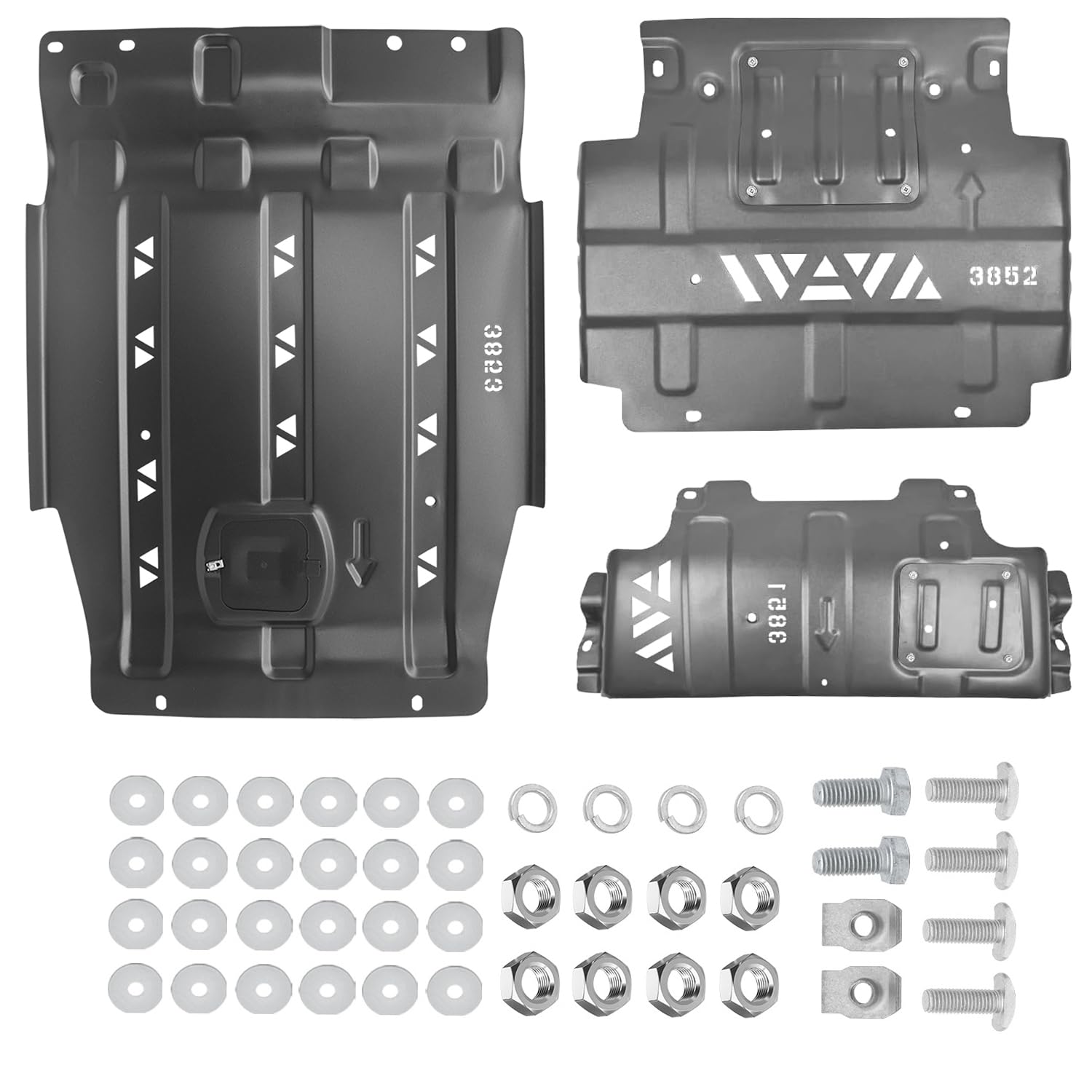 wzrasmiles Manganese Steel Full Skid Plate with Front Transmission Skid Plate Re