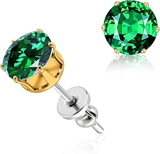 limerencia Implant Grade Titanium Stud Earrings 6MM Multicolor CZ for Women