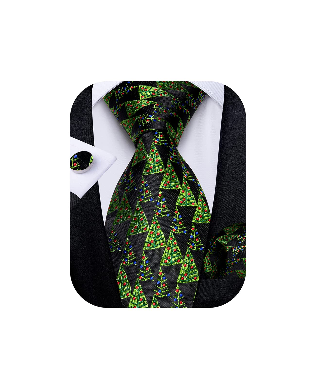 DiBanGu Mens Tartan Silk Tie And Pocket Square Cufflinks Tie Clip Tie Bar Tie Se