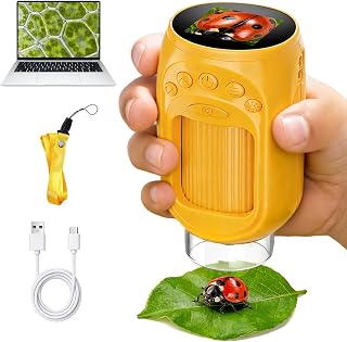 1000X Handheld Digital Microscope for Kids: STEM Toys Gifts Boy Girls 3-12 | 4K Montessori Science Kits Outdoor Portable Learning Educational Magnifying Glass Child Birthday Christmas Gift 4-8 Year Old