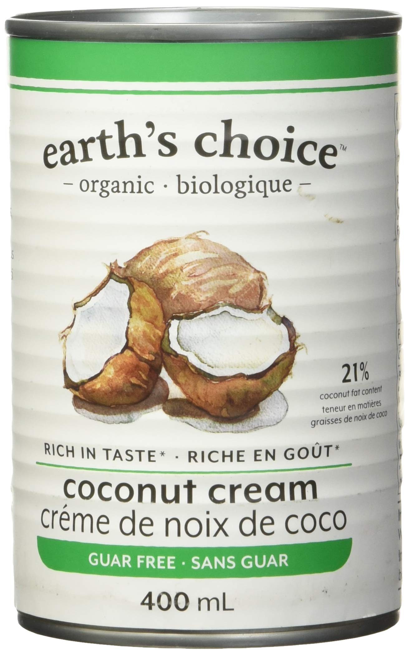 Earth's Choice - Organic Coconut Cream (21% Fat), Guar Gum Free, Gluten Free, Da