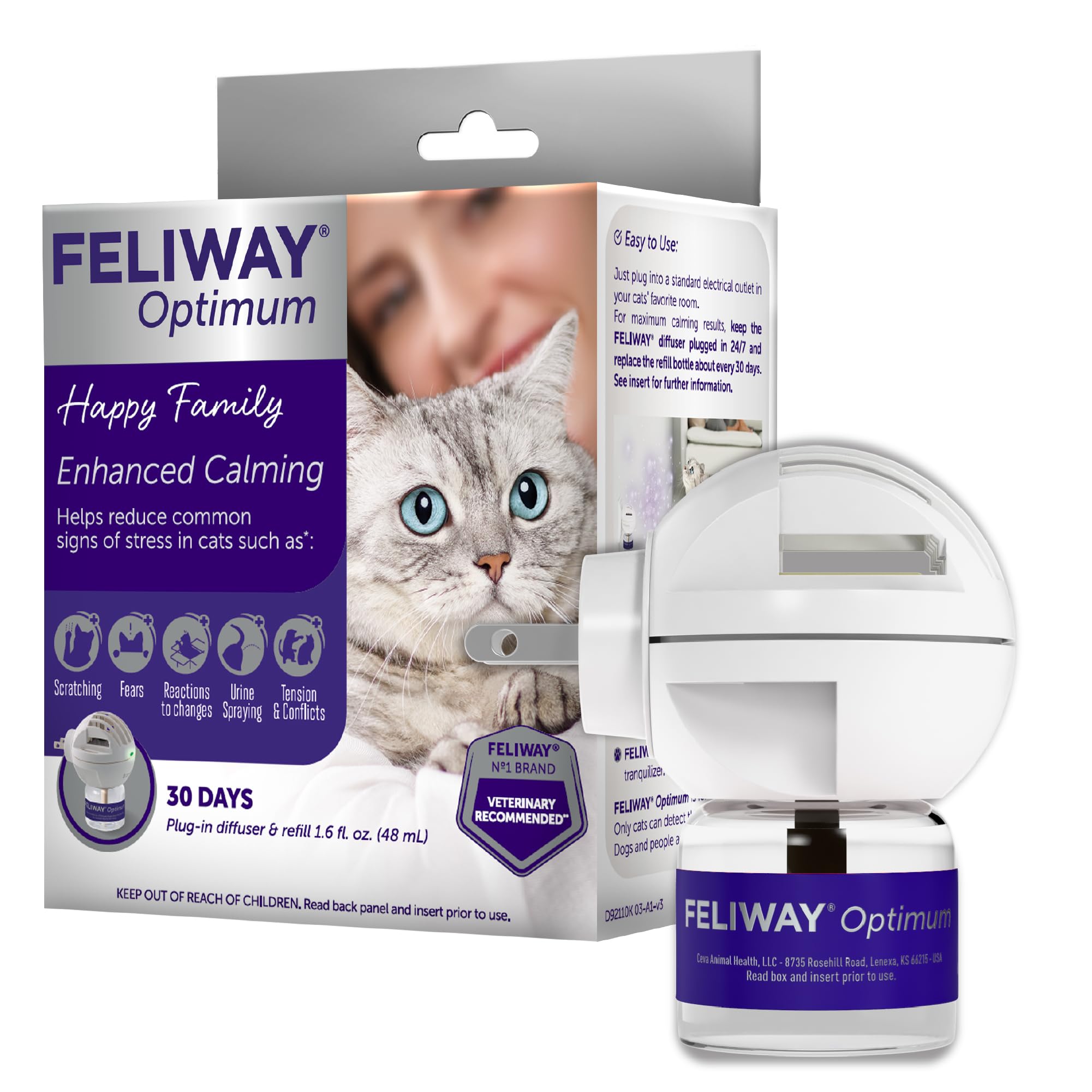 FELIWAY Optimum Cat Calming Pheromone Diffuser Kit | Advanced Support to Help Re