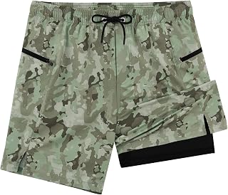 veepro Mens Running Shorts 2 in 1 Quick Dry Gym Workout Shorts Lightweight 7" Athletic Exercise Training Shorts with Compression Liner Zip Pocket