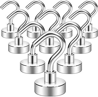 Neosmuk Magnetic Hooks, 30lb Heavy Duty, Silver, 10 Pack | for Cruise Cabins and Cruise Essentials 2026, Strong Magnet Hooks for Hanging on Metal Walls and Refrigerators