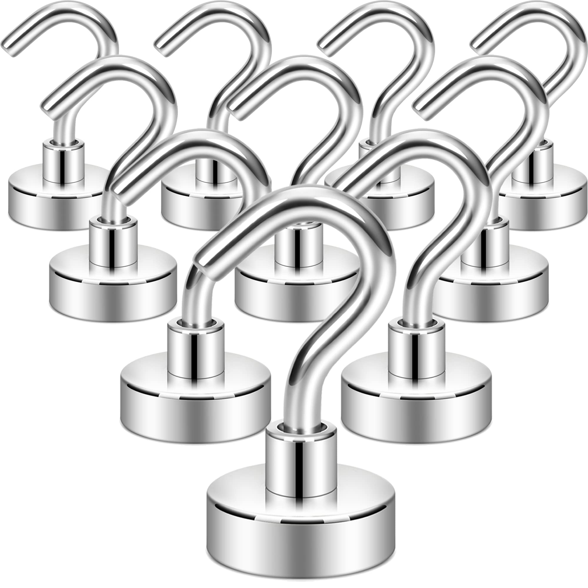 Neosmuk Magnetic Hooks, 30lb Heavy Duty, Silver, 10 Pack | for Cruise Cabins and