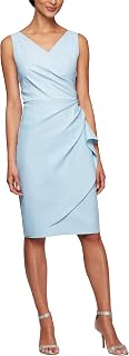 Alex Evenings Women's Slimming Short Ruched Dress with Ruffle Skirt