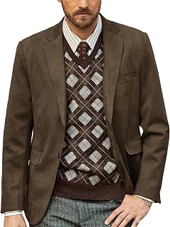 PJ PAUL JONES Mens Blazer Faux Leather Suit Jacket Casual Suede Sport Coat