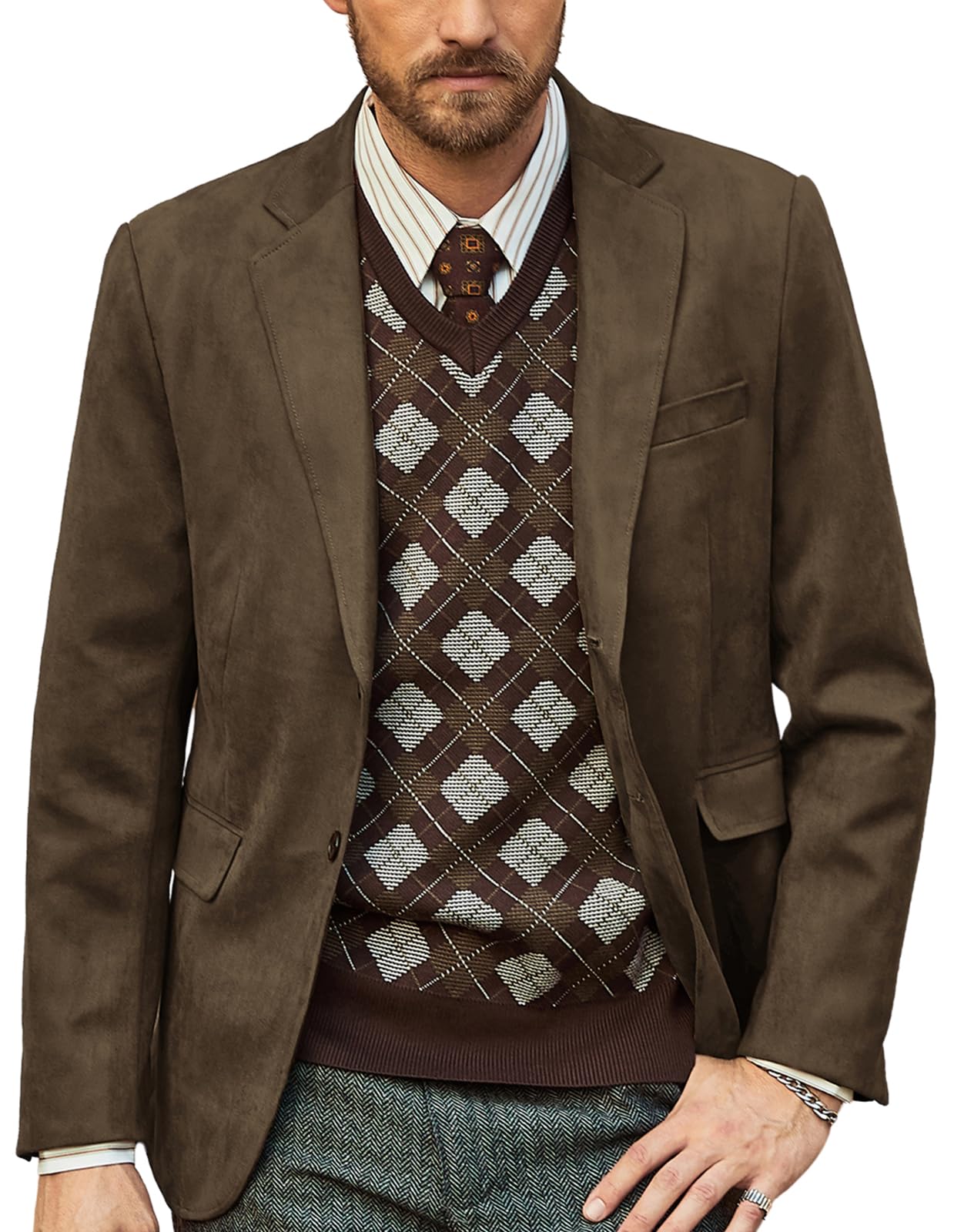 PJ PAUL JONES Mens Blazer Faux Leather Suit Jacket Casual Suede Sport Coat