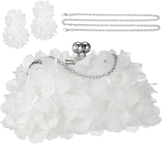 Women Evening Bag Floral Clutch Purse Dangle Earrings Set