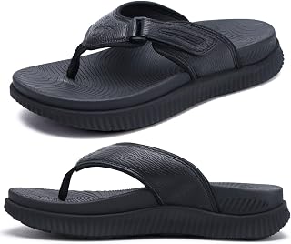 KuaiLu Mens Orthotic Cushion Flip Flops Athletic Recovery Walking Sandals