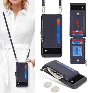 Cavor Custodia a portafoglio per Google Pixel 6, custodia per telefono per Pixel 6 Crossbody Case con cinturino, custodia a portafoglio Pixel 6 da donna, custodia in pelle con tasca per carte con