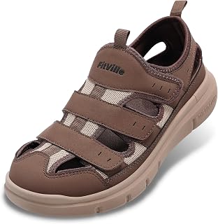 FitVille Mens Diabetic Sandals Extra Wide Shoes