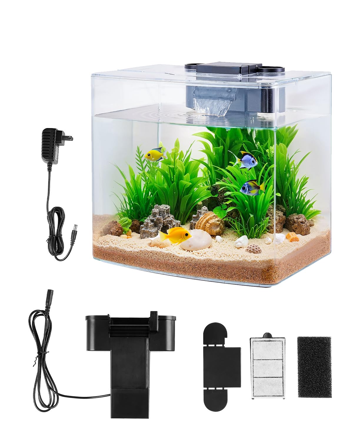 VEVOR Fish Tank Aquarium, 3.5 Gallon Arch Ultra-Clear GPPS Starter Smart Tank Ad