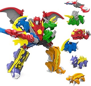 GAGINAN Dinosaur Combined Robot Toys, 6-in-1 Deformation Robot Toy, 10-in Take Apart Robot Figures, Disassembly Toys for Boys & Girls Ages 6 7 8 9 10