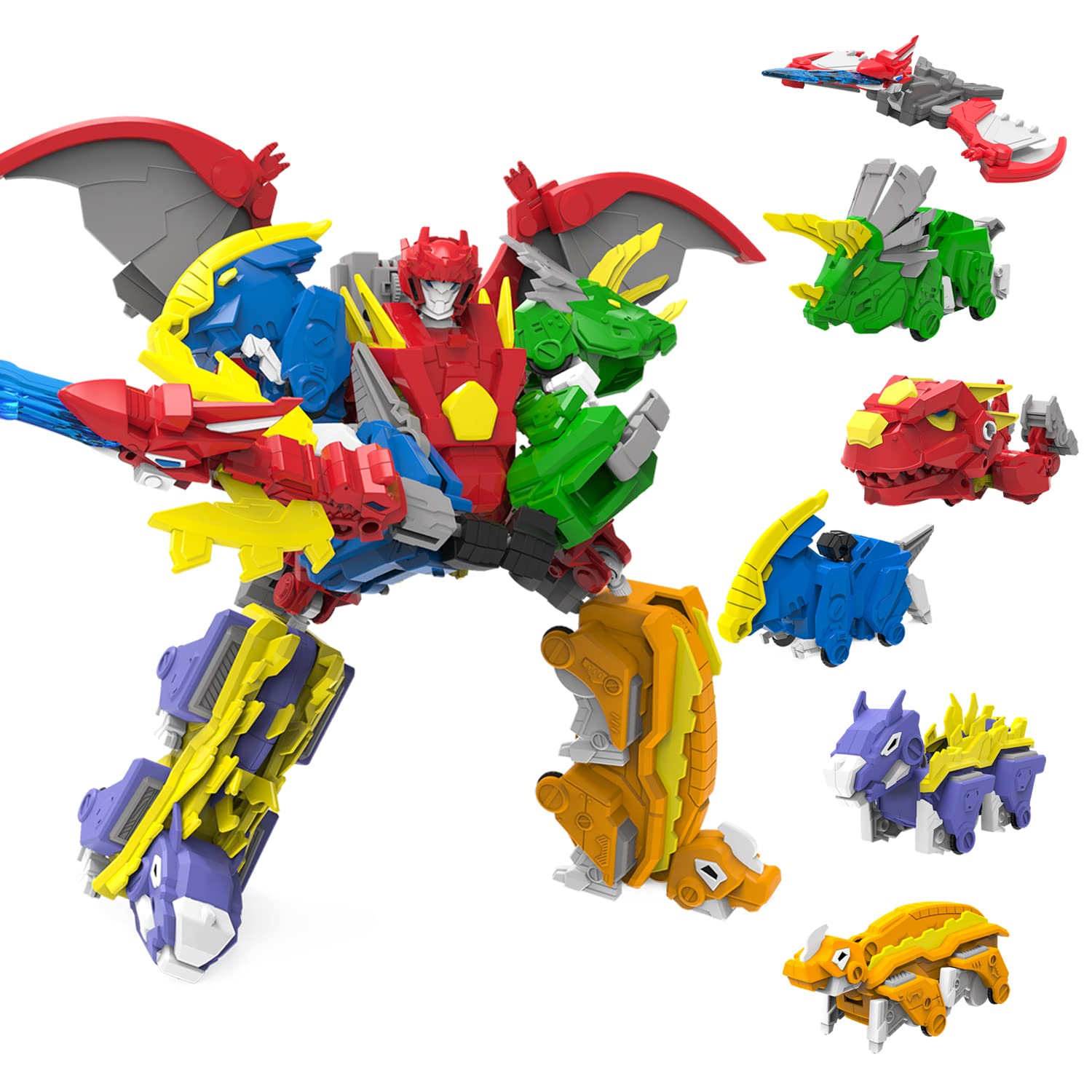 GAGINAN Dinosaur Combined Robot Toys, 6-in-1 Deformation Robot Toy, 10-in Take A
