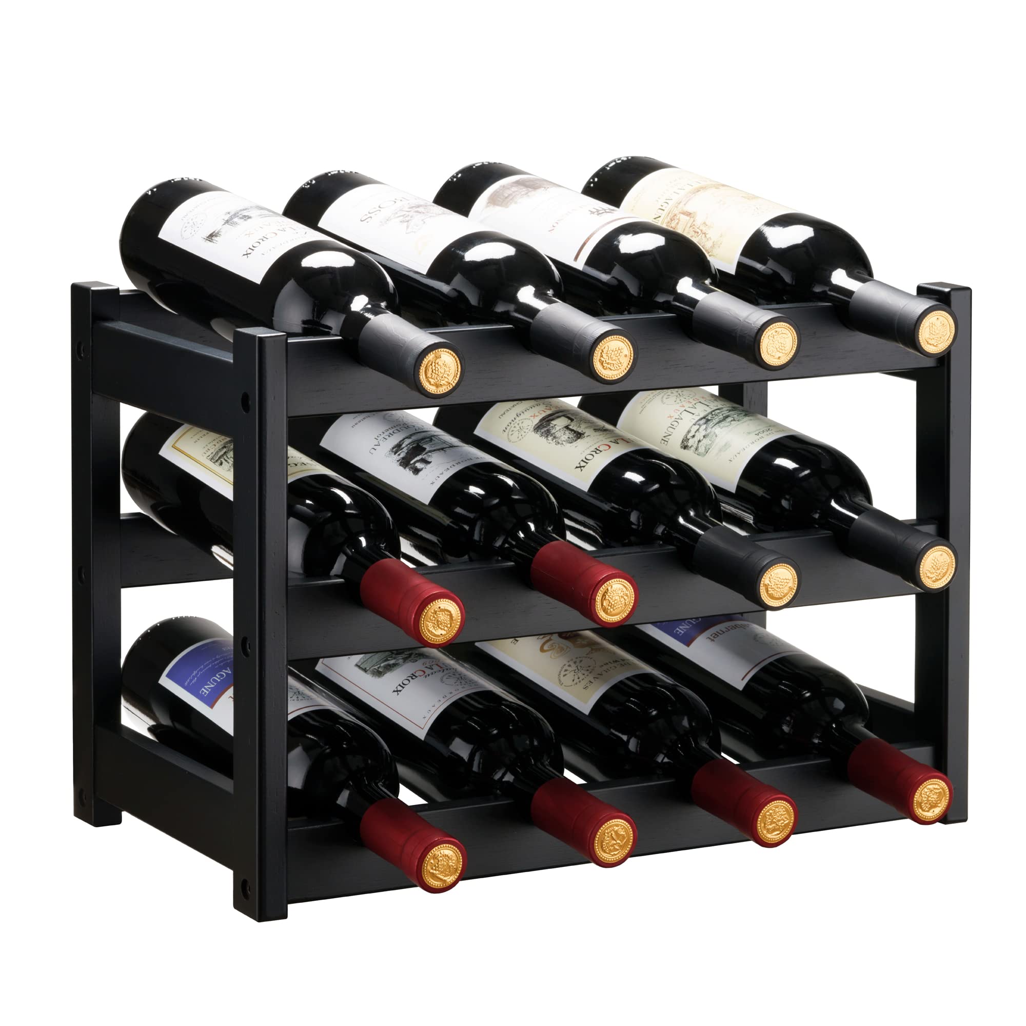 VASMIA Bamboo Wine Rack, Sturdy and Durable Wine Storage Cabinet Shelf, Wine Rac